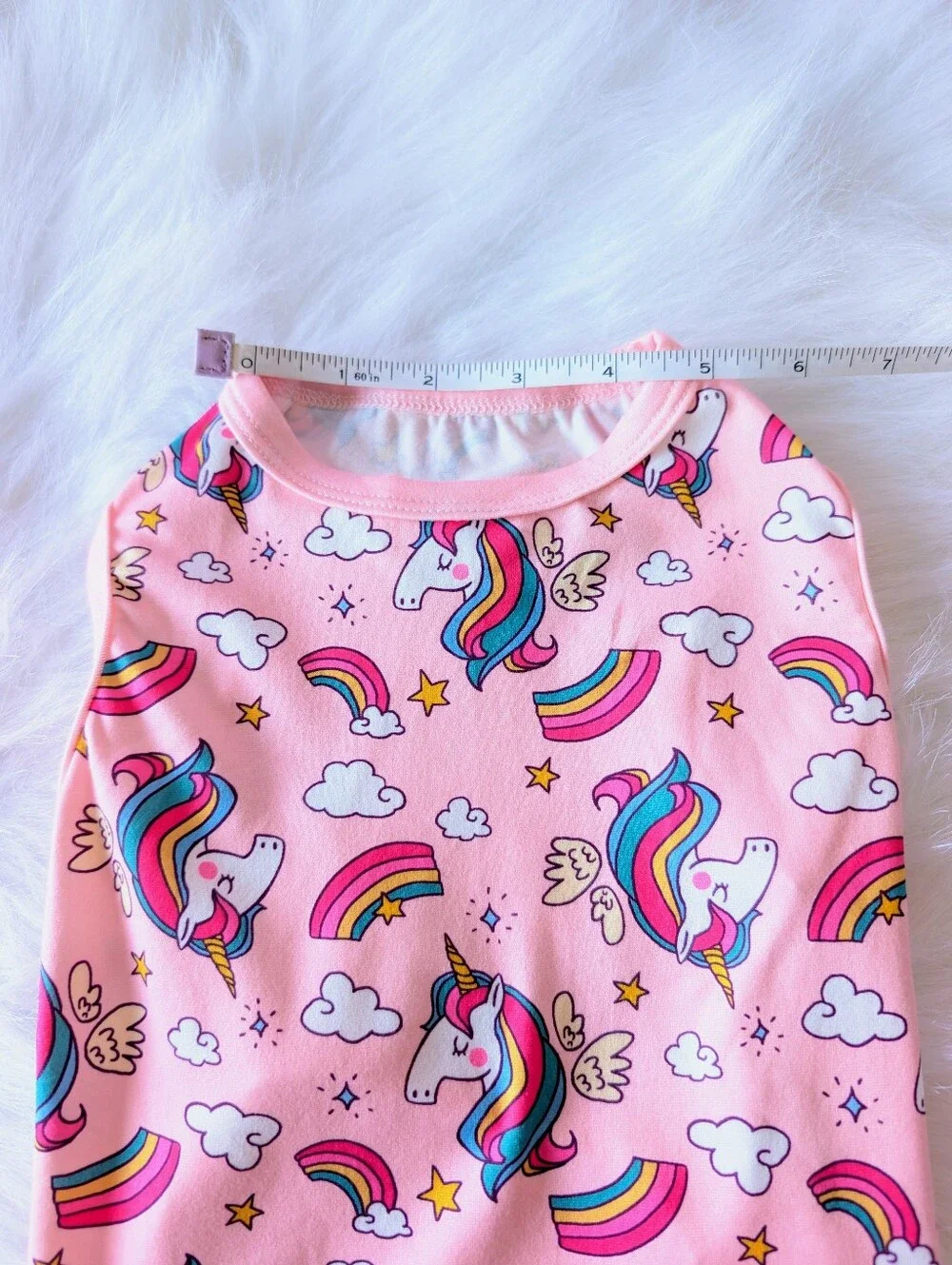 Cutebone Dog Tee, Rainbows, Unicorns, New, Medium, Pink Multi-Color